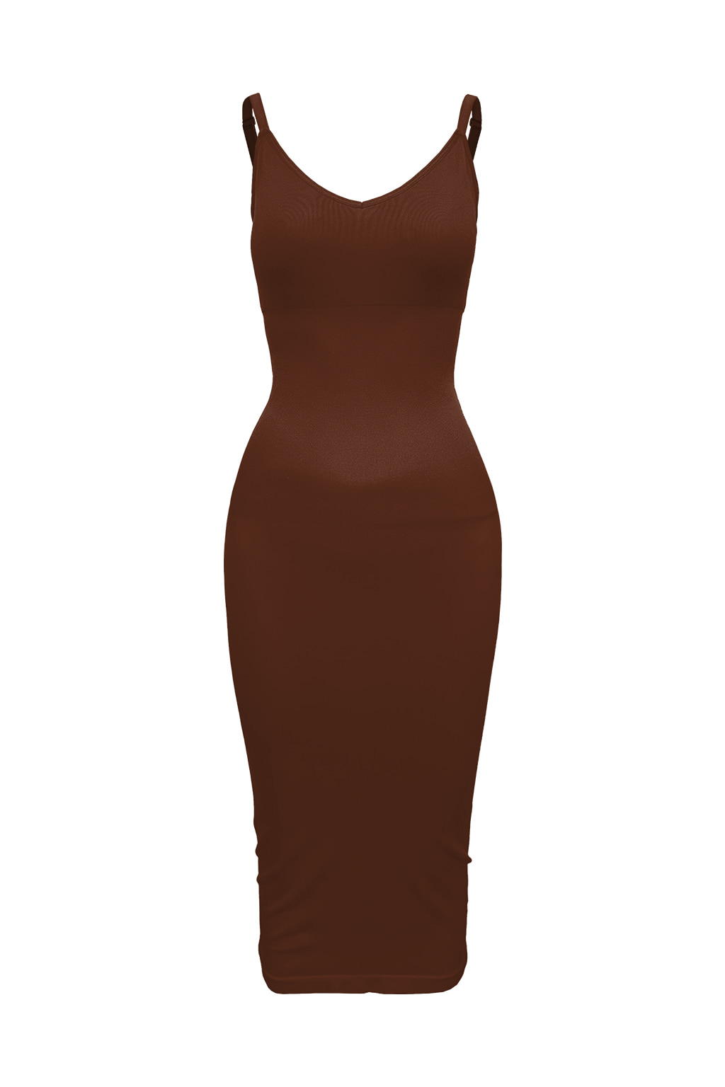 Mochi Glamour Deep V-Neck One-Piece Dress Chocolate Brown