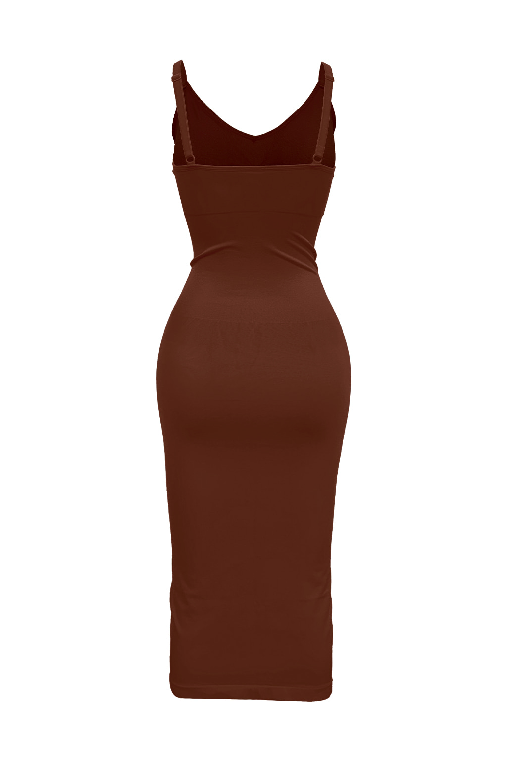 Mochi Glamour Deep V-Neck One-Piece Dress Chocolate Brown