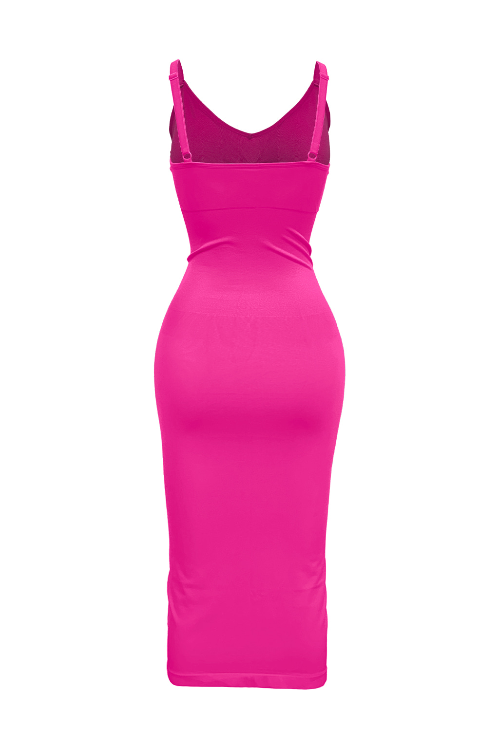 Mochi Glamour Deep V-Neck Dress Hot Pink