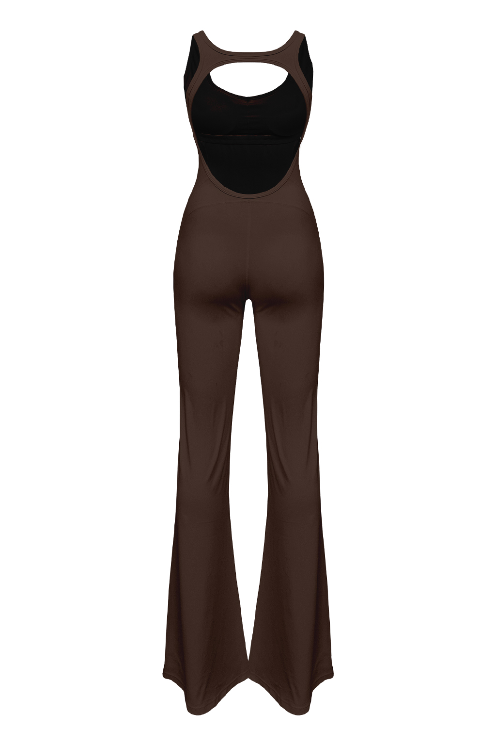 All-in-one backless jumpsuit Bootcut Choco Brown