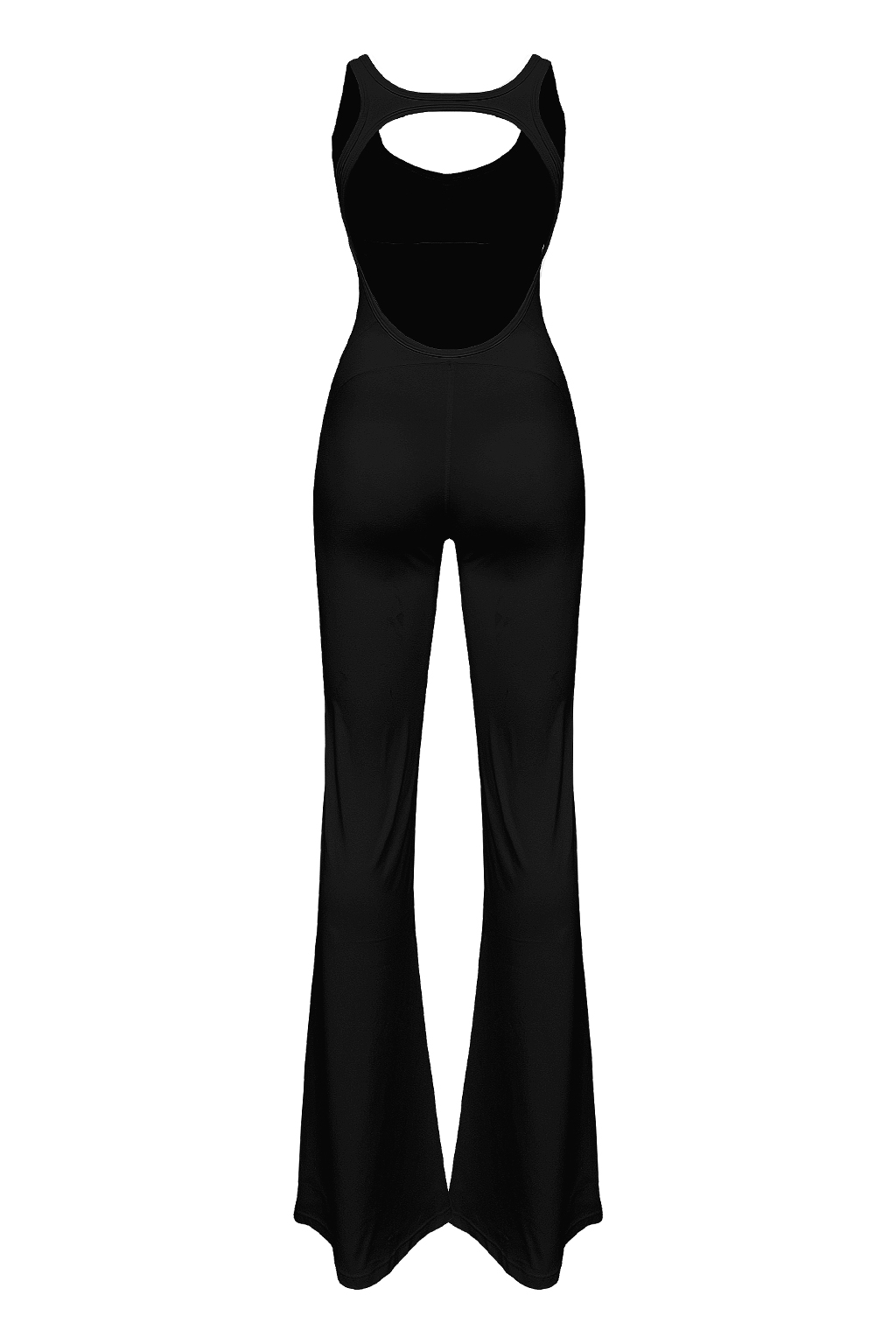 All-in-one Backless Jump Suit Bootcut Black