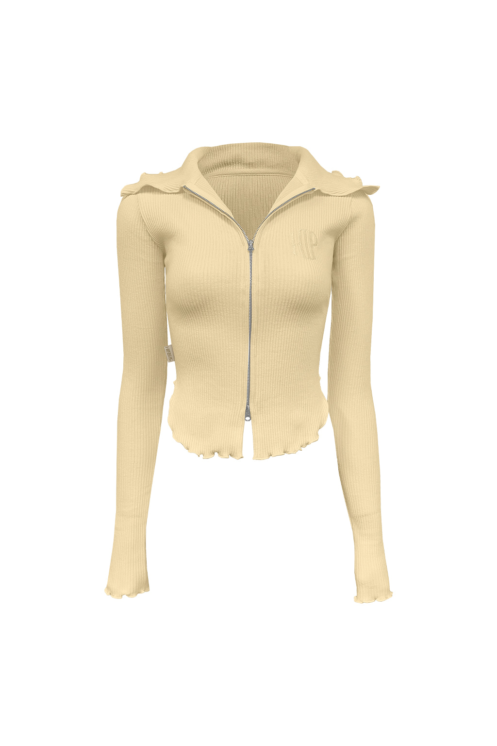 Ribbed Tension Two-Way Glamour Zip-Up Lemon Yellow